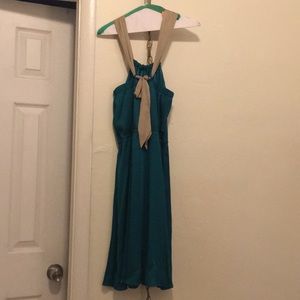 Emerald green dress.